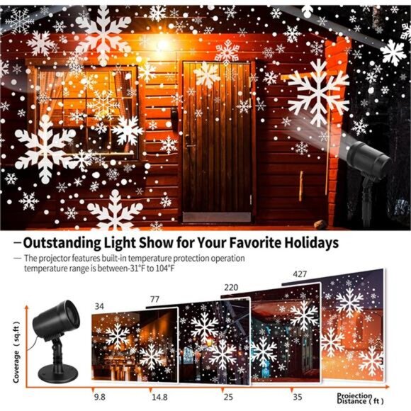 Christmas Projector Lights Outdoor, Outdoor Christmas Decorations, Snow Holiday - Picture 3 of 7